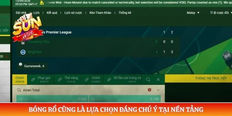 Bóng rổ cũng là lựa chọn đáng chú ý tại nền tảng