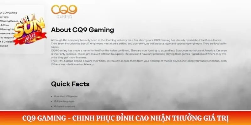 CQ9 Gaming - Chinh Phục Đỉnh Cao Nhận Thưởng Giá Trị CQ9 Gaming - Chinh Phục Đỉnh Cao Nhận Thưởng Giá Trị