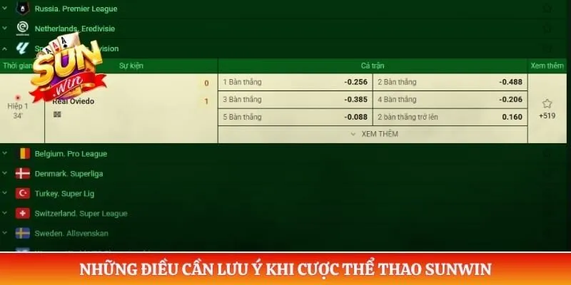 Những điều cần lưu ý khi cược thể thao Sunwin